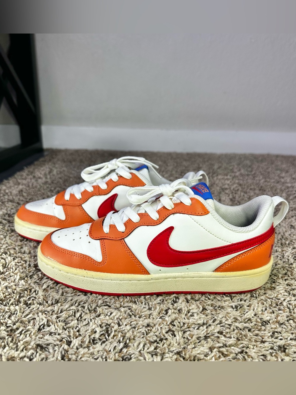 Nike Court Borough Low 2 Youth Size 5.5/7W Shoes BQ5448-119 Sail Hot Curry/Red